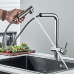 Casa si Gradina - Sanitare - Chiuveta bucatarie si accesorii - Baterii bucatarie - Baterie chiuveta bucatarie, Blackswan, Tip M305, cu 2 moduri si dus extractabil, model nichel, dimensiune 31 cm - Infinity.ro
