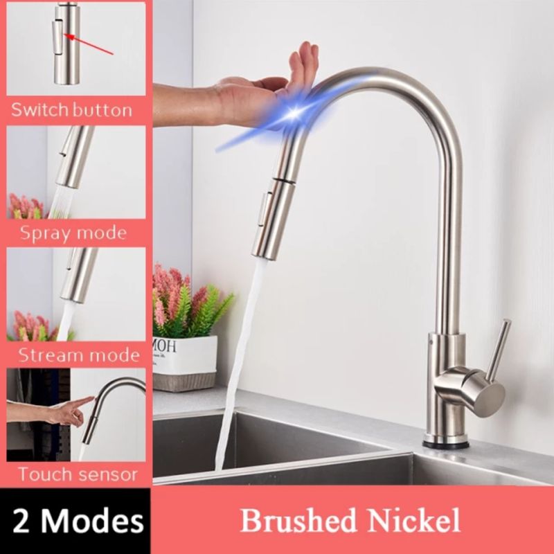 Casa si Gradina - Sanitare - Chiuveta bucatarie si accesorii - Baterii bucatarie - Baterie chiuveta bucatarie, Blackswan, Tip M31 cu senzor, model nichel mat, dimensiune 42.5 cm - Infinity.ro