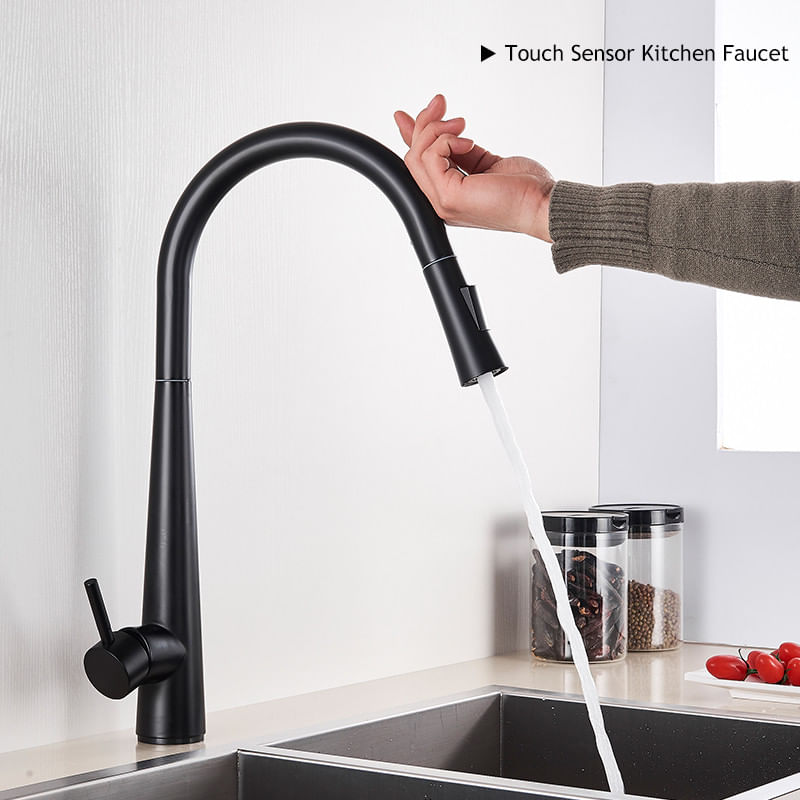 Casa si Gradina - Sanitare - Chiuveta bucatarie si accesorii - Baterii bucatarie - Baterie chiuveta bucatarie, Blackswan, Tip M24 cu senzor, model negru, dimensiune 47 cm - Infinity.ro
