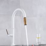 Casa si Gradina - Sanitare - Chiuveta bucatarie si accesorii - Baterii bucatarie - Baterie chiuveta bucatarie, Blackswan, Tip M211, cu doua moduri, model alb/ rose gold, dimensiune 42 cm - Infinity.ro
