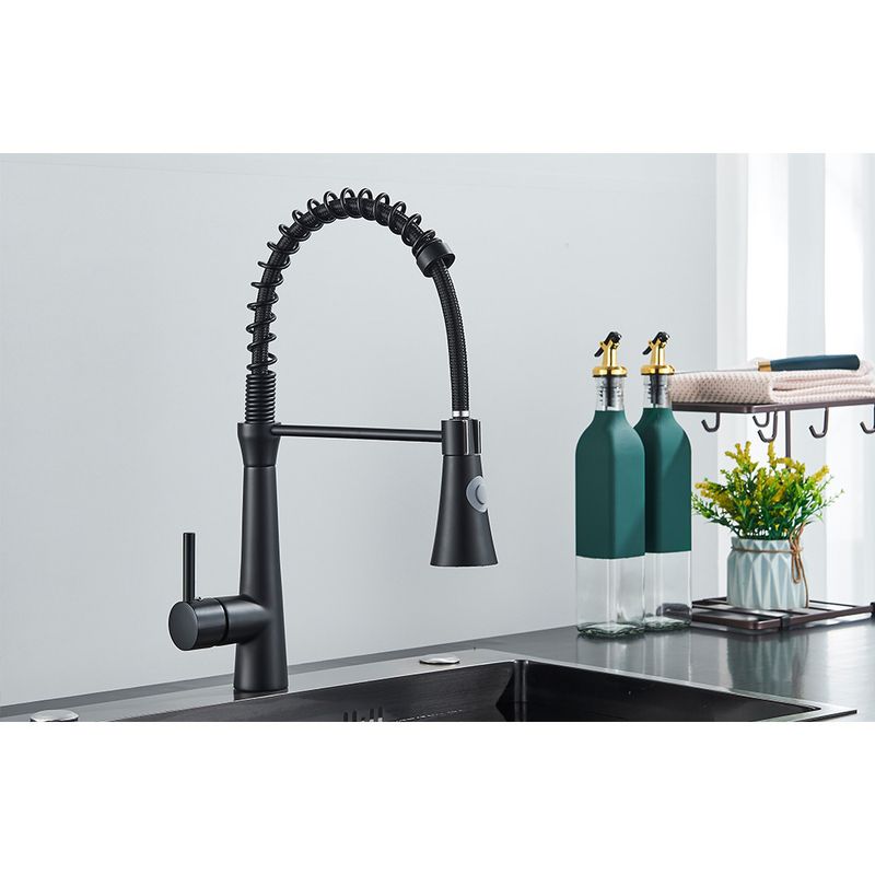 Casa si Gradina - Sanitare - Chiuveta bucatarie si accesorii - Baterii bucatarie - Baterie chiuveta bucatarie, Blackswan, Tip M238, cu pipa flexibila, 2 moduri, model negru, dimensiune 38 cm - Infinity.ro