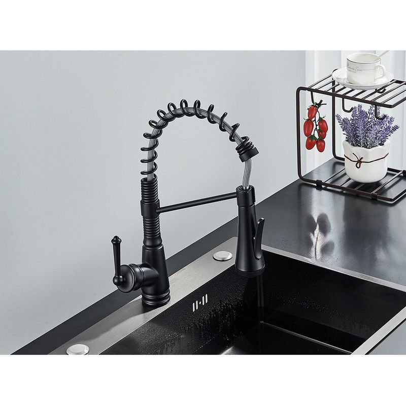 Casa si Gradina - Sanitare - Chiuveta bucatarie si accesorii - Baterii bucatarie - Baterie chiuveta bucatarie, Blackswan, Tip M339, model negru cu 4 moduri si dus mobil, dimensiune 42 cm - Infinity.ro