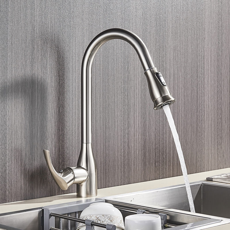 Casa si Gradina - Sanitare - Chiuveta bucatarie si accesorii - Baterii bucatarie - Baterie chiuveta bucatarie, Blackswan, Tip M222, cu doua moduri, model nichel, dimensiune 41.5 cm - Infinity.ro