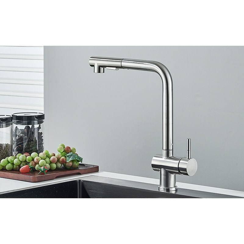 Casa si Gradina - Sanitare - Chiuveta bucatarie si accesorii - Baterii bucatarie - Baterie chiuveta bucatarie, Blackswan, Tip M305, cu 2 moduri si dus extractabil, model nichel, dimensiune 31 cm - Infinity.ro