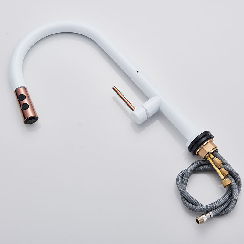 Casa si Gradina - Sanitare - Chiuveta bucatarie si accesorii - Baterii bucatarie - Baterie chiuveta bucatarie, Blackswan, Tip M211, cu doua moduri, model alb/ rose gold, dimensiune 42 cm - Infinity.ro