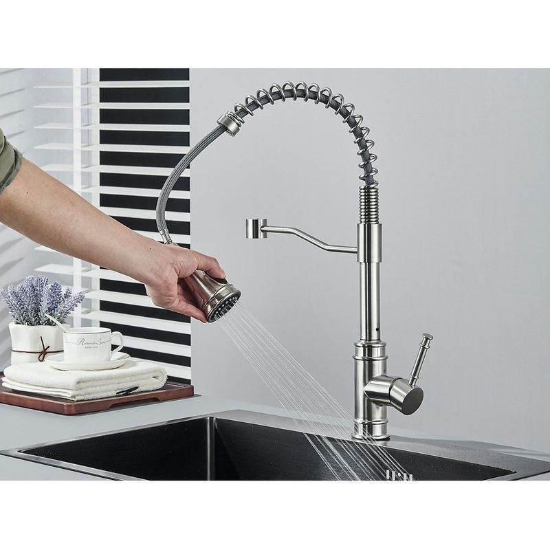 Casa si Gradina - Sanitare - Chiuveta bucatarie si accesorii - Baterii bucatarie - Baterie chiuveta bucatarie, Blackswan, Tip M322, model nichel cu 3 moduri si dus retractabil, dimensiune 49 cm - Infinity.ro