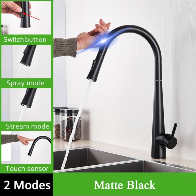 Casa si Gradina - Sanitare - Chiuveta bucatarie si accesorii - Baterii bucatarie - Baterie chiuveta bucatarie, Blackswan, Tip M24 cu senzor, model negru, dimensiune 47 cm - Infinity.ro