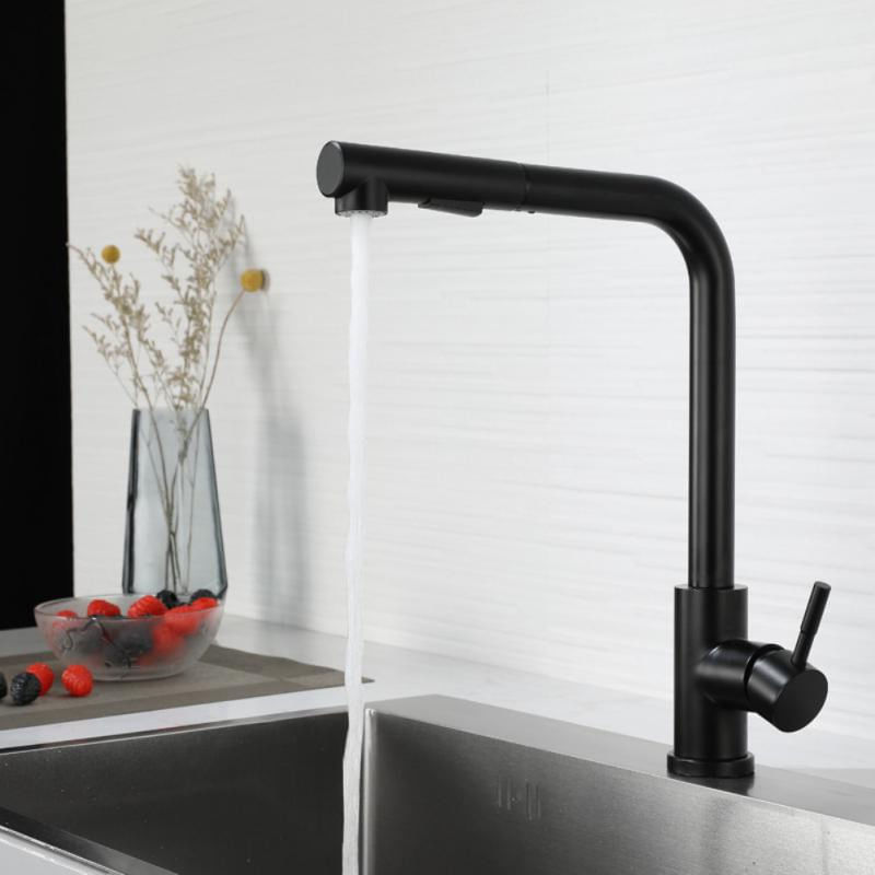 Casa si Gradina - Sanitare - Chiuveta bucatarie si accesorii - Baterii bucatarie - Baterie chiuveta bucatarie, Blackswan, Tip M245, model negru mat cu dus retractabil, dimensiune 35 cm - Infinity.ro