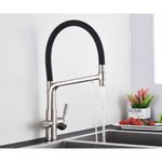 Casa si Gradina - Sanitare - Chiuveta bucatarie si accesorii - Baterii bucatarie - Baterie chiuveta bucatarie, Blackswan, Tip M17 cu iesire pentru apa purificata, model nichel/ negru, dimensiune 45 cm - Infinity.ro