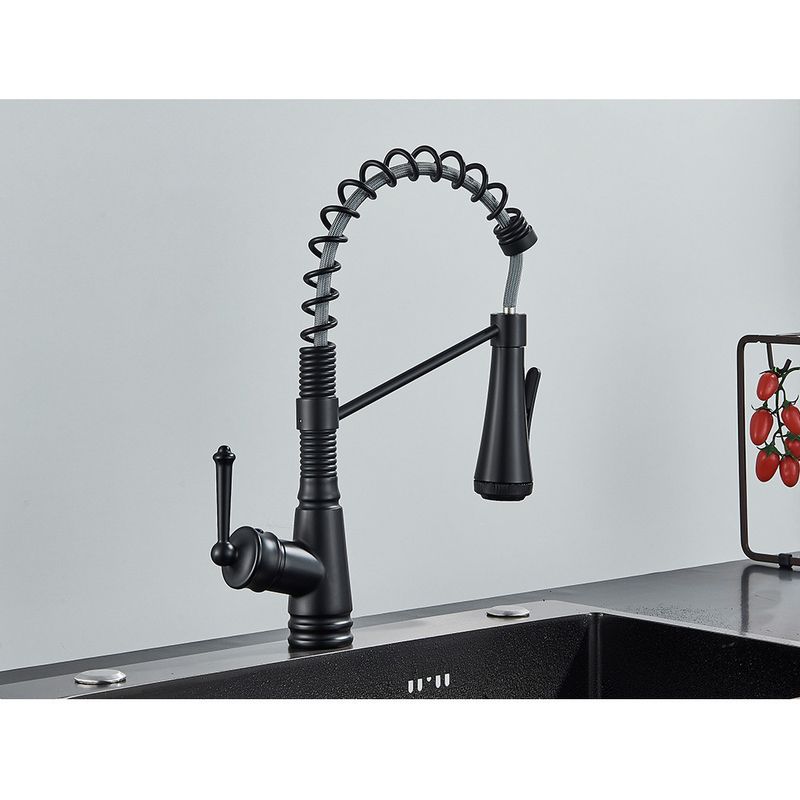 Casa si Gradina - Sanitare - Chiuveta bucatarie si accesorii - Baterii bucatarie - Baterie chiuveta bucatarie, Blackswan, Tip M339, model negru cu 4 moduri si dus mobil, dimensiune 42 cm - Infinity.ro
