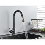 Casa si Gradina - Sanitare - Chiuveta bucatarie si accesorii - Baterii bucatarie - Baterie chiuveta bucatarie, Blackswan, Tip M28 cu senzor, model negru/ auriu, dimensiune 39 cm - Infinity.ro