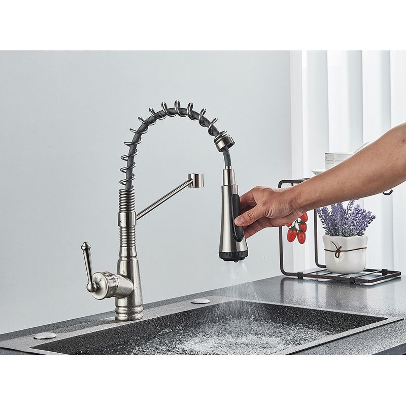 Casa si Gradina - Sanitare - Chiuveta bucatarie si accesorii - Baterii bucatarie - Baterie chiuveta bucatarie, Blackswan, Tip M338, model nichel cu 4 moduri si dus mobil, dimensiune 42 cm - Infinity.ro