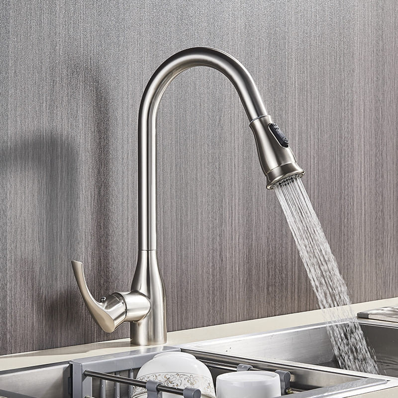 Casa si Gradina - Sanitare - Chiuveta bucatarie si accesorii - Baterii bucatarie - Baterie chiuveta bucatarie, Blackswan, Tip M222, cu doua moduri, model nichel, dimensiune 41.5 cm - Infinity.ro