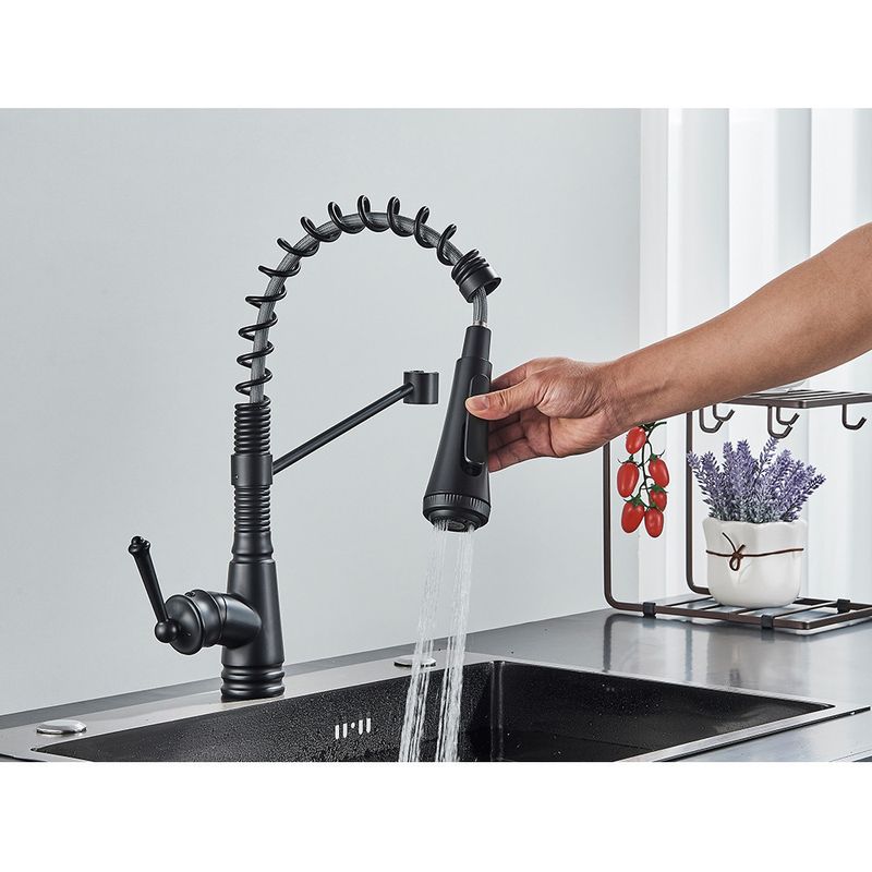 Casa si Gradina - Sanitare - Chiuveta bucatarie si accesorii - Baterii bucatarie - Baterie chiuveta bucatarie, Blackswan, Tip M339, model negru cu 4 moduri si dus mobil, dimensiune 42 cm - Infinity.ro