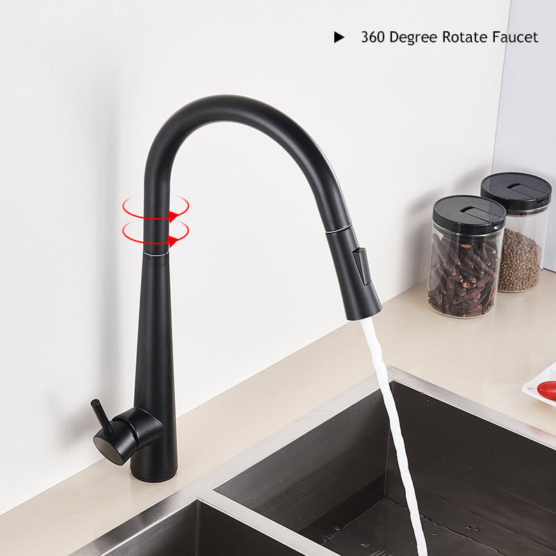 Casa si Gradina - Sanitare - Chiuveta bucatarie si accesorii - Baterii bucatarie - Baterie chiuveta bucatarie, Blackswan, Tip M24 cu senzor, model negru, dimensiune 47 cm - Infinity.ro