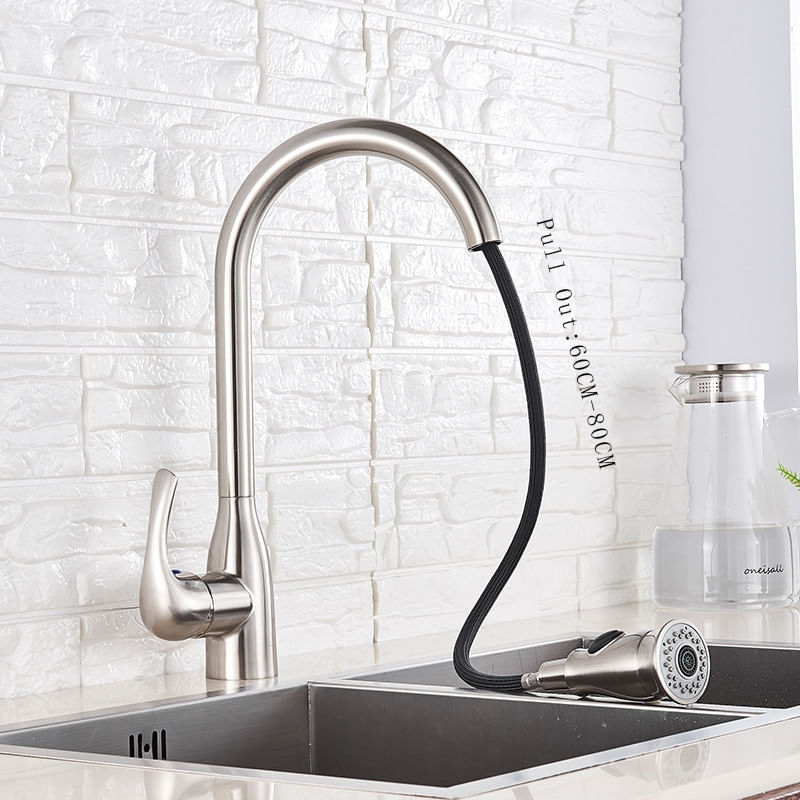 Casa si Gradina - Sanitare - Chiuveta bucatarie si accesorii - Baterii bucatarie - Baterie chiuveta bucatarie, Blackswan, Tip M222, cu doua moduri, model nichel, dimensiune 41.5 cm - Infinity.ro