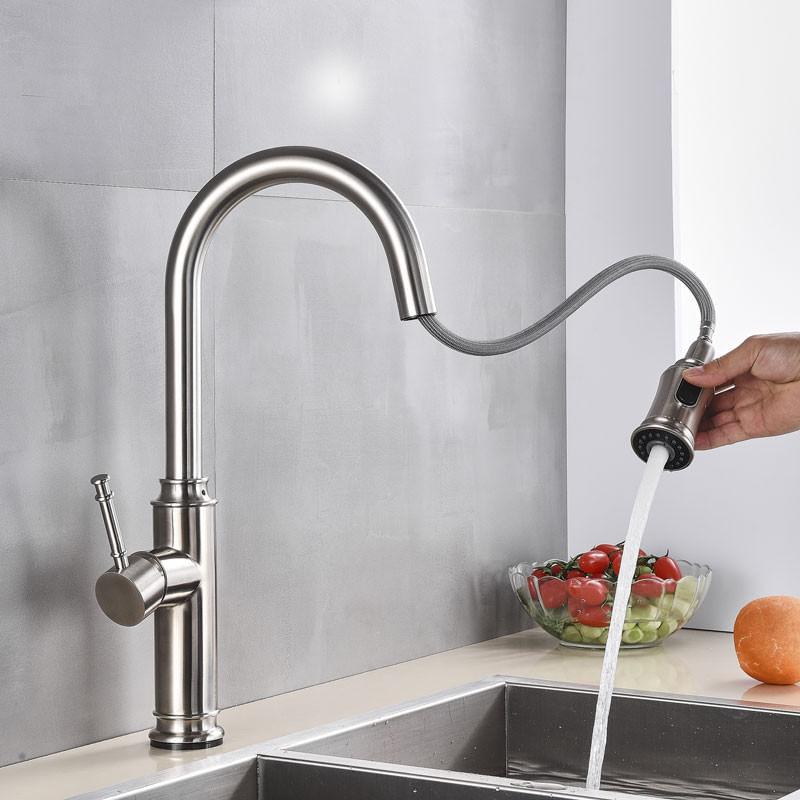 Casa si Gradina - Sanitare - Chiuveta bucatarie si accesorii - Baterii bucatarie - Baterie chiuveta bucatarie, Blackswan, Tip M216, cu senzor si doua moduri, model nichel, dimensiune 44 cm - Infinity.ro
