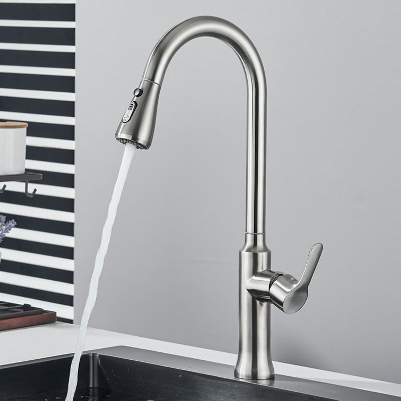 Casa si Gradina - Sanitare - Chiuveta bucatarie si accesorii - Baterii bucatarie - Baterie chiuveta bucatarie, Blackswan, Tip M314, model nichel cu 2 moduri si buton pauza, dimensiune 49 cm - Infinity.ro