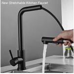 Casa si Gradina - Sanitare - Chiuveta bucatarie si accesorii - Baterii bucatarie - Baterie chiuveta bucatarie, Blackswan, Tip M245, model negru mat cu dus retractabil, dimensiune 35 cm - Infinity.ro