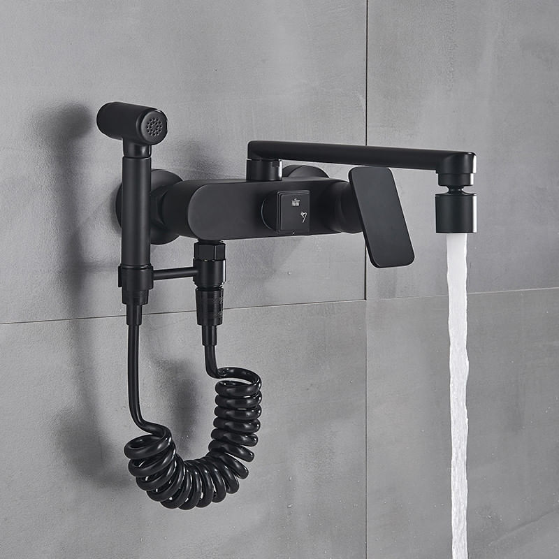 Casa si Gradina - Sanitare - Chiuveta bucatarie si accesorii - Baterii bucatarie - Baterie chiuveta bucatarie, Blackswan, Tip M201, cu doua moduri, model negru, dimensiune 24.5 cm - Infinity.ro