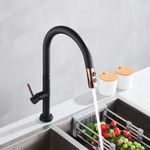 Casa si Gradina - Sanitare - Chiuveta bucatarie si accesorii - Baterii bucatarie - Baterie chiuveta bucatarie, Blackswan, Tip M214, cu senzor si doua moduri, model negru/ rose gold, dimensiune 42 cm - Infinity.ro