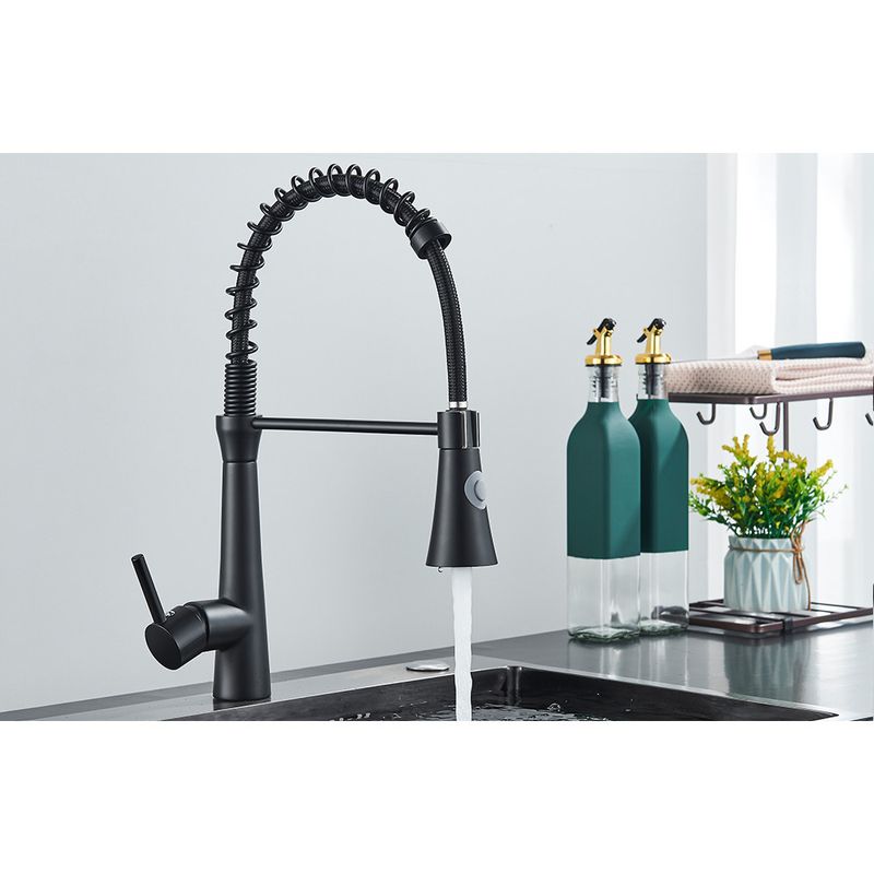 Casa si Gradina - Sanitare - Chiuveta bucatarie si accesorii - Baterii bucatarie - Baterie chiuveta bucatarie, Blackswan, Tip M238, cu pipa flexibila, 2 moduri, model negru, dimensiune 38 cm - Infinity.ro
