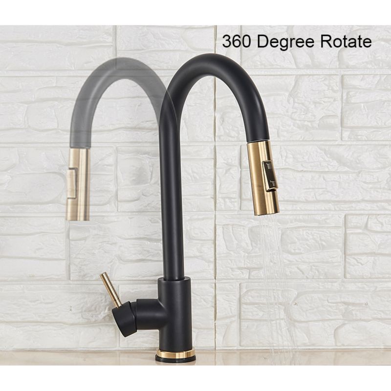 Casa si Gradina - Sanitare - Chiuveta bucatarie si accesorii - Baterii bucatarie - Baterie chiuveta bucatarie, Blackswan, Tip M28 cu senzor, model negru/ auriu, dimensiune 39 cm - Infinity.ro