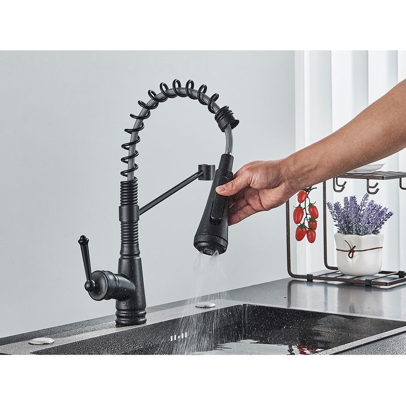 Casa si Gradina - Sanitare - Chiuveta bucatarie si accesorii - Baterii bucatarie - Baterie chiuveta bucatarie, Blackswan, Tip M339, model negru cu 4 moduri si dus mobil, dimensiune 42 cm - Infinity.ro