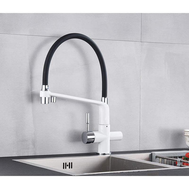 Casa si Gradina - Sanitare - Chiuveta bucatarie si accesorii - Baterii bucatarie - Baterie chiuveta bucatarie, Blackswan, Tip M22 cu iesire pentru apa purificata, model alb, dimensiune 43 cm - Infinity.ro