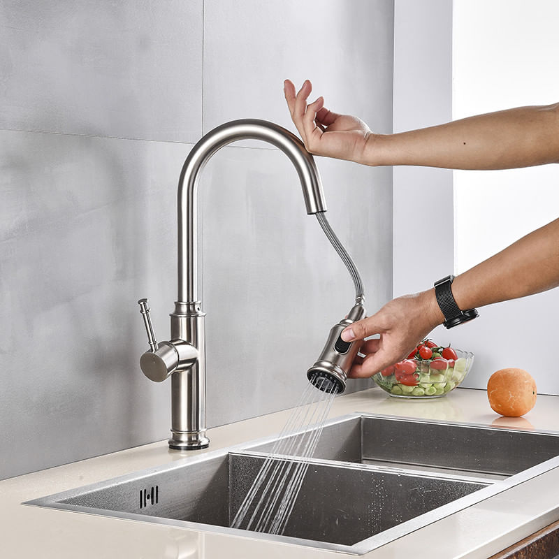 Casa si Gradina - Sanitare - Chiuveta bucatarie si accesorii - Baterii bucatarie - Baterie chiuveta bucatarie, Blackswan, Tip M216, cu senzor si doua moduri, model nichel, dimensiune 44 cm - Infinity.ro