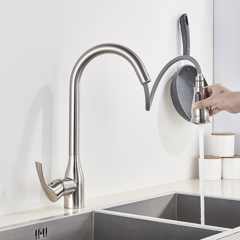 Casa si Gradina - Sanitare - Chiuveta bucatarie si accesorii - Baterii bucatarie - Baterie chiuveta bucatarie, Blackswan, Tip M222, cu doua moduri, model nichel, dimensiune 41.5 cm - Infinity.ro