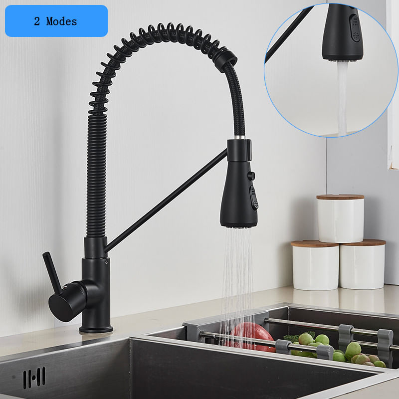 Casa si Gradina - Sanitare - Chiuveta bucatarie si accesorii - Baterii bucatarie - Baterie chiuveta bucatarie, Blackswan, Tip M152, cu 2 moduri si buton Pauza, model negru, dimensiune 39 cm - Infinity.ro