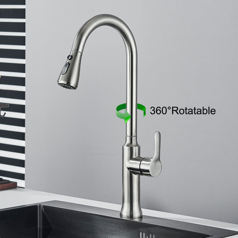 Casa si Gradina - Sanitare - Chiuveta bucatarie si accesorii - Baterii bucatarie - Baterie chiuveta bucatarie, Blackswan, Tip M314, model nichel cu 2 moduri si buton pauza, dimensiune 49 cm - Infinity.ro