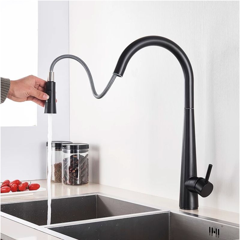 Casa si Gradina - Sanitare - Chiuveta bucatarie si accesorii - Baterii bucatarie - Baterie chiuveta bucatarie, Blackswan, Tip M24 cu senzor, model negru, dimensiune 47 cm - Infinity.ro