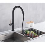 Casa si Gradina - Sanitare - Chiuveta bucatarie si accesorii - Baterii bucatarie - Baterie chiuveta bucatarie, Blackswan, Tip M214, cu senzor si doua moduri, model negru/ rose gold, dimensiune 42 cm - Infinity.ro