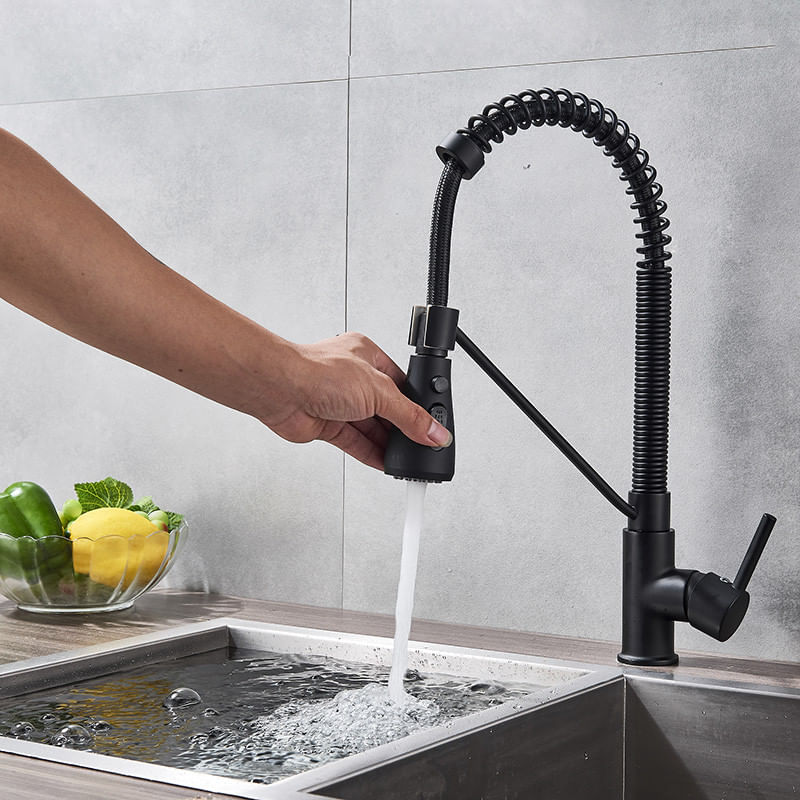 Casa si Gradina - Sanitare - Chiuveta bucatarie si accesorii - Baterii bucatarie - Baterie chiuveta bucatarie, Blackswan, Tip M152, cu 2 moduri si buton Pauza, model negru, dimensiune 39 cm - Infinity.ro