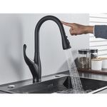 Casa si Gradina - Sanitare - Chiuveta bucatarie si accesorii - Baterii bucatarie - Baterie chiuveta bucatarie, Blackswan, Tip M168 cu senzor, 2 moduri si buton pauza, model negru, dimensiune 44.5 cm - Infinity.ro