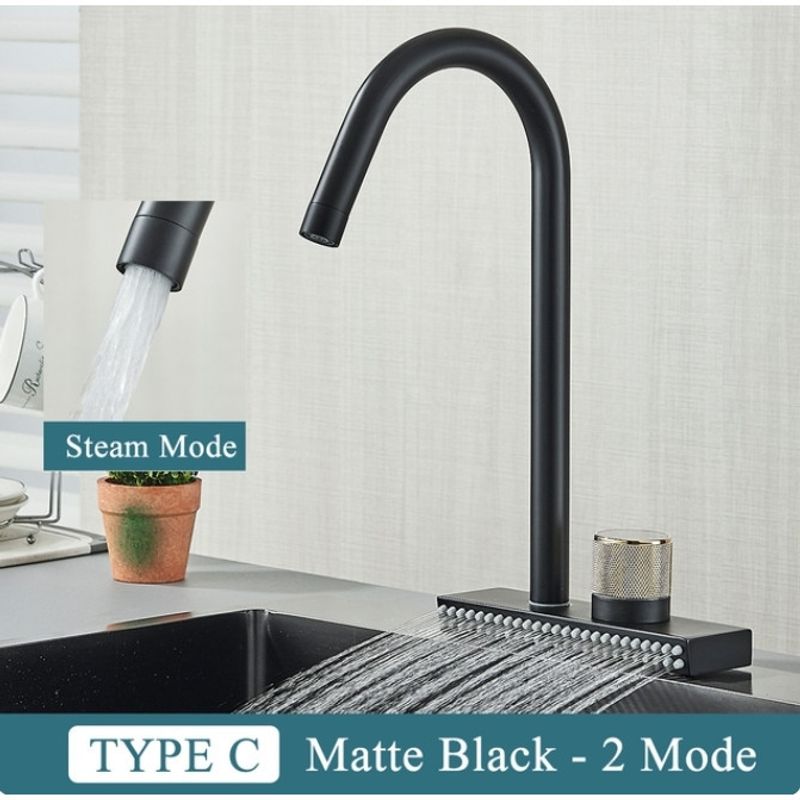 Casa si Gradina - Sanitare - Chiuveta bucatarie si accesorii - Baterii bucatarie - Baterie chiuveta bucatarie, Blackswan, Tip M343, model negru cu 2 moduri si pipa rotativa, dimensiune 36.5 cm - Infinity.ro