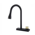 Casa si Gradina - Sanitare - Chiuveta bucatarie si accesorii - Baterii bucatarie - Baterie chiuveta bucatarie, Blackswan, Tip M296, cu 3 moduri si optiune Rainfall, model negru mat, dimensiune 41.5 cm - Infinity.ro