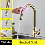 Casa si Gradina - Sanitare - Chiuveta bucatarie si accesorii - Baterii bucatarie - Baterie chiuveta bucatarie, Blackswan, Tip M277, cu senzor, afisaj LCD si 2 moduri, model auriu, dimensiune 44 cm - Infinity.ro