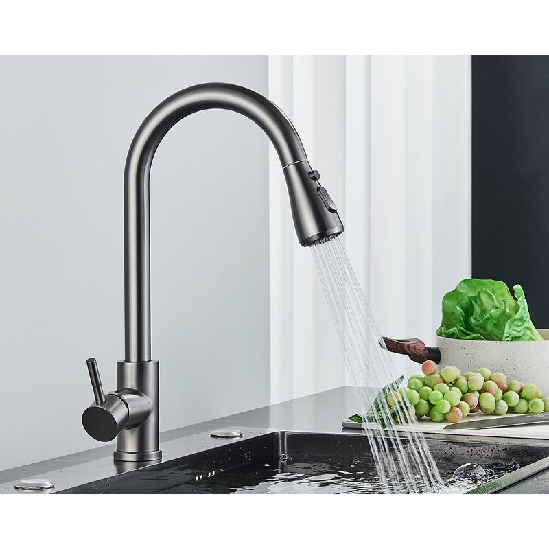 Casa si Gradina - Sanitare - Chiuveta bucatarie si accesorii - Baterii bucatarie - Baterie chiuveta bucatarie, Blackswan, Tip M263 cu 2 moduri si buton Pauza, model gri antracit, dimensiune 42.5 cm - Infinity.ro