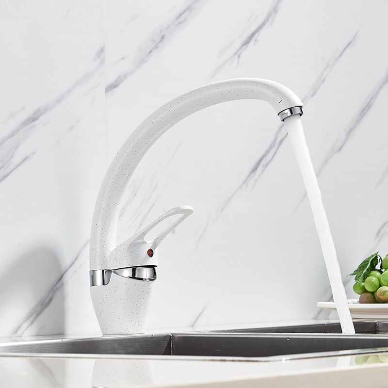 Casa si Gradina - Sanitare - Chiuveta bucatarie si accesorii - Baterii bucatarie - Baterie chiuveta bucatarie, Blackswan, Tip M265, model alb cu puncte, dimensiune 30 cm - Infinity.ro