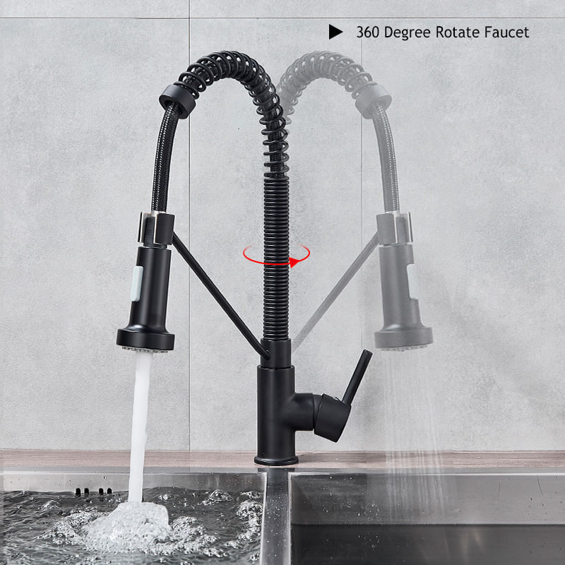 Casa si Gradina - Sanitare - Chiuveta bucatarie si accesorii - Baterii bucatarie - Baterie chiuveta bucatarie, Blackswan, Tip M150, cu 2 moduri, model negru, dimensiune 39 cm - Infinity.ro