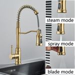 Casa si Gradina - Sanitare - Chiuveta bucatarie si accesorii - Baterii bucatarie - Baterie chiuveta bucatarie, Blackswan, Tip M323, model auriu mat cu 3 moduri si dus retractabil, dimensiune 49 cm - Infinity.ro