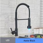 Casa si Gradina - Sanitare - Chiuveta bucatarie si accesorii - Baterii bucatarie - Baterie chiuveta bucatarie, Blackswan, Tip M154, cu LED si 2 moduri, model negru mat, dimensiune 44 cm - Infinity.ro