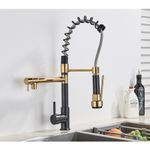 Casa si Gradina - Sanitare - Chiuveta bucatarie si accesorii - Baterii bucatarie - Baterie chiuveta bucatarie, Blackswan, Tip M128 cu 2 moduri, negru/ auriu, 47 cm - Infinity.ro