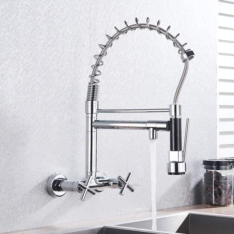 Casa si Gradina - Sanitare - Chiuveta bucatarie si accesorii - Baterii bucatarie - Baterie chiuveta bucatarie, Blackswan, Tip M2, model crom cu montare pe perere si 2 moduri, dimensiune 44 cm - Infinity.ro
