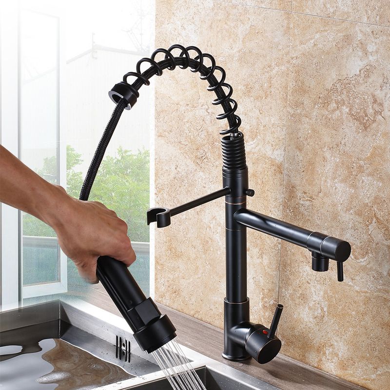 Casa si Gradina - Sanitare - Chiuveta bucatarie si accesorii - Baterii bucatarie - Baterie chiuveta bucatarie, Blackswan, Tip M125 cu 2 moduri, negru antichizat, 47 cm - Infinity.ro