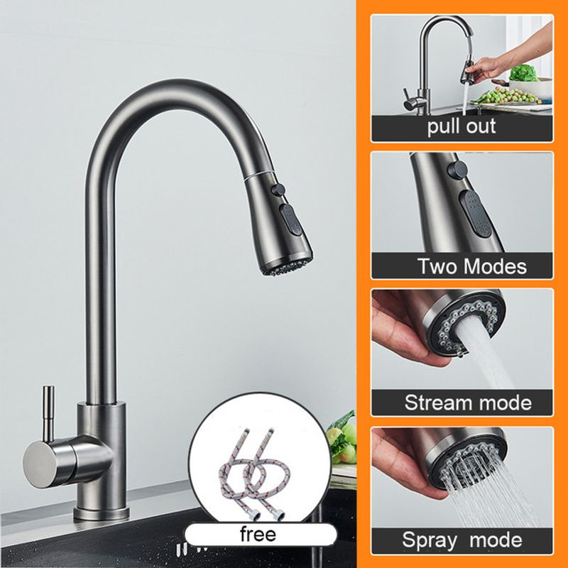 Casa si Gradina - Sanitare - Chiuveta bucatarie si accesorii - Baterii bucatarie - Baterie chiuveta bucatarie, Blackswan, Tip M263 cu 2 moduri si buton Pauza, model gri antracit, dimensiune 42.5 cm - Infinity.ro