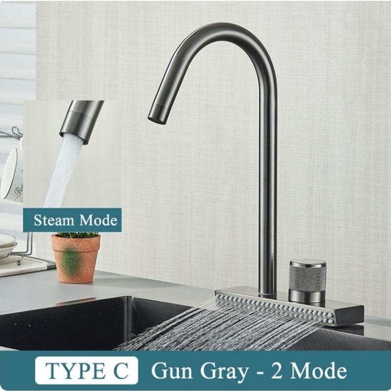 Casa si Gradina - Sanitare - Chiuveta bucatarie si accesorii - Baterii bucatarie - Baterie chiuveta bucatarie, Blackswan, Tip M344, model gri antracit cu 2 moduri si pipa rotativa, dimensiune 36.5 cm - Infinity.ro